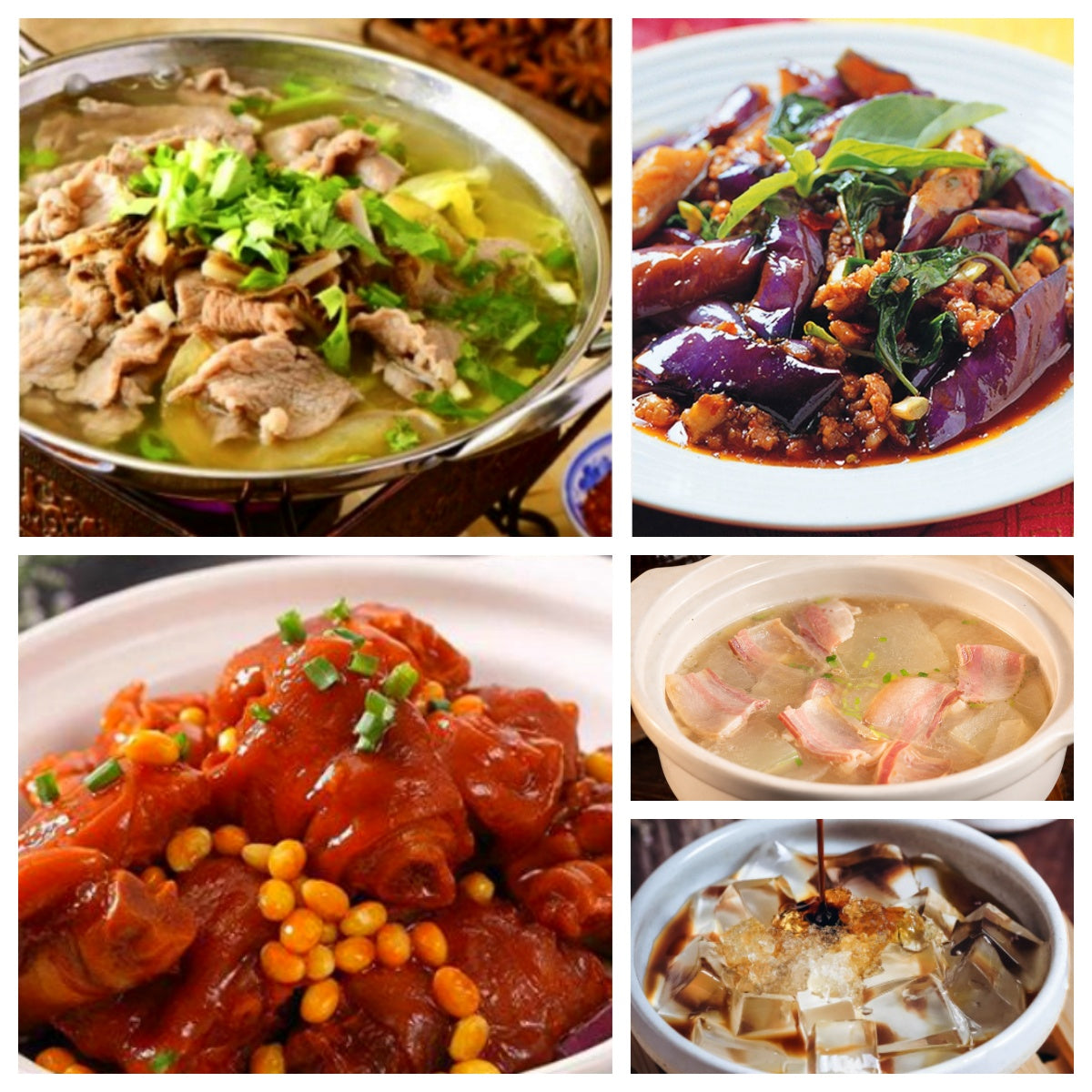 07月13日 周一麻辣鲜香:🌶️黄豆炖猪蹄、跷脚牛肉、九层塔茄子、咸肉冬瓜扁尖汤(赠品:冰粉)
