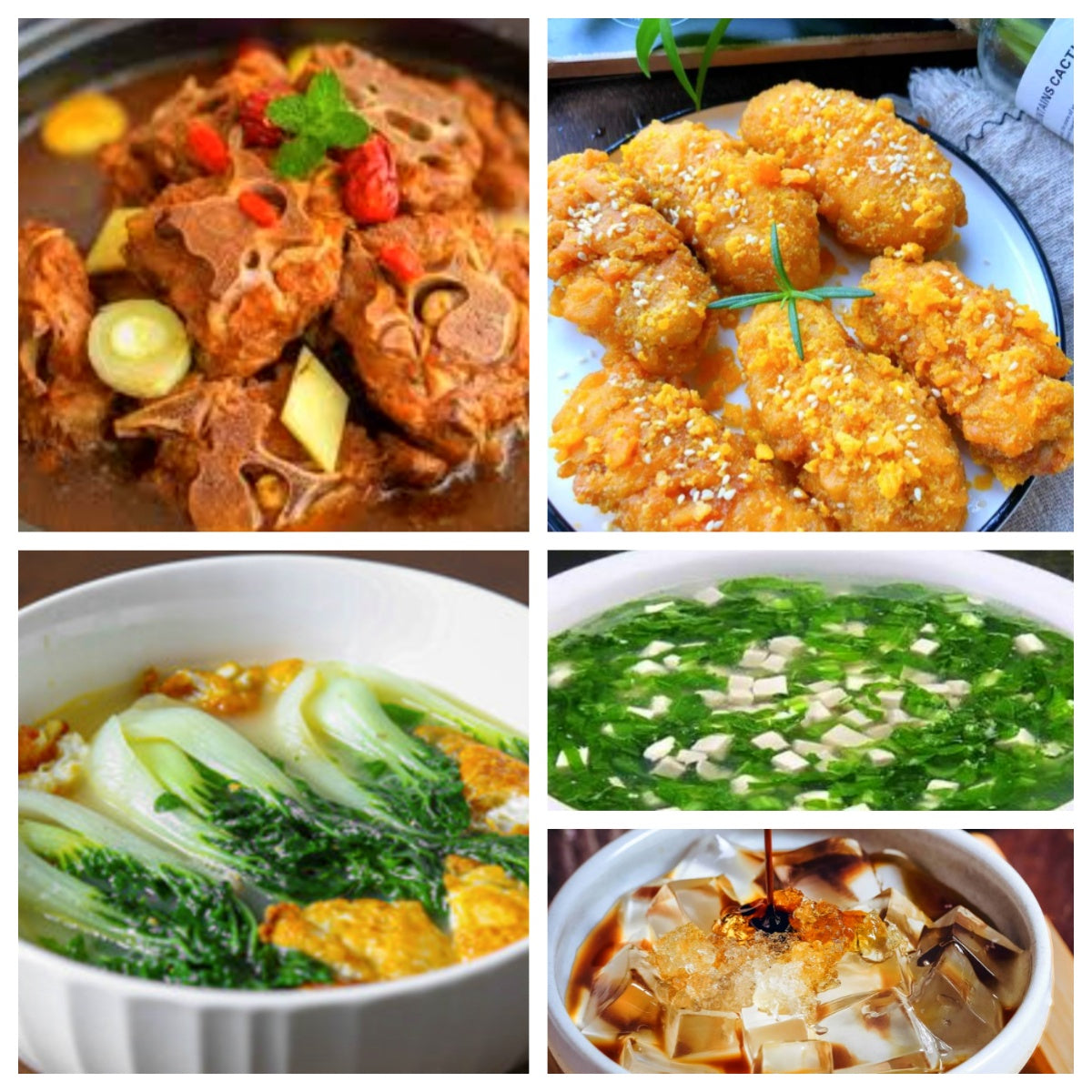 07月28日 周二经典回归:咸蛋黄鸡翅、酱香牛背骨、上汤奶白菜、荠菜豆腐羹(赠品:冰粉)