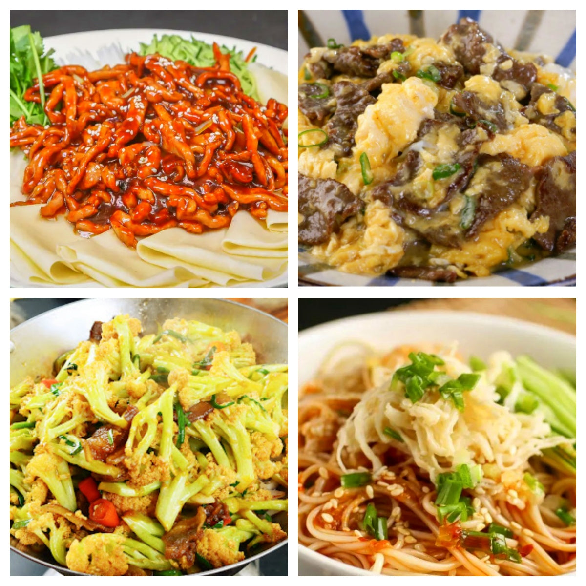 06月12日 周五家乡菜:京酱肉丝、嫩牛滑蛋、干锅花菜、上海凉面