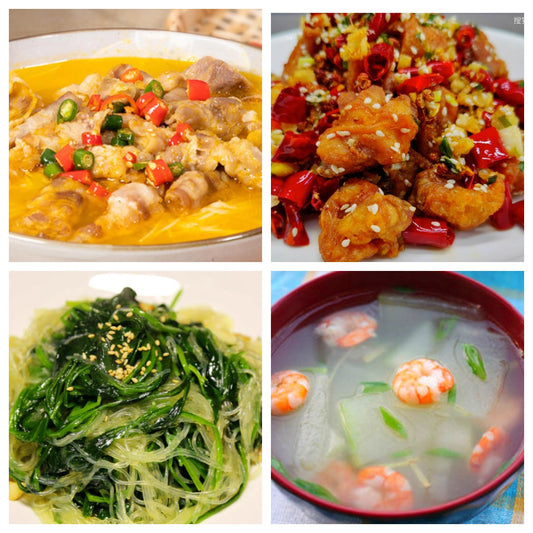 12月05日 周五麻辣鲜香：🌶️金汤肥牛、🌶️辣子鸡 、菠菜粉丝、冬瓜虾仁汤