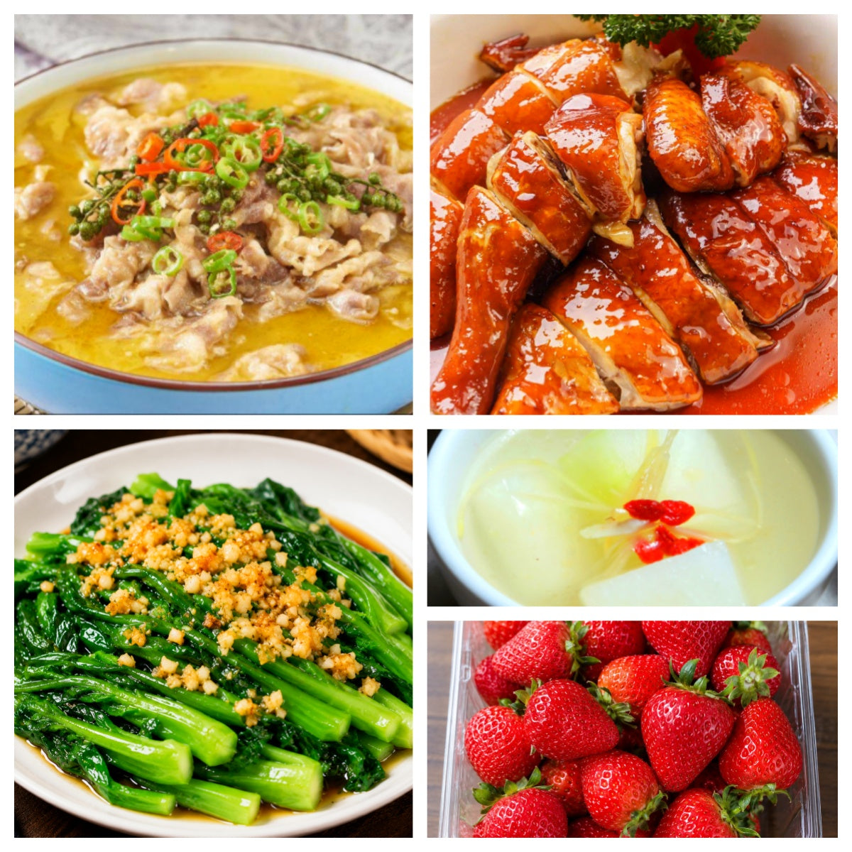 07月30日 周四家乡菜：豉油鸡、酸汤肥牛、蒜蓉A菜、枸杞冬瓜汤（赠品：草莓）