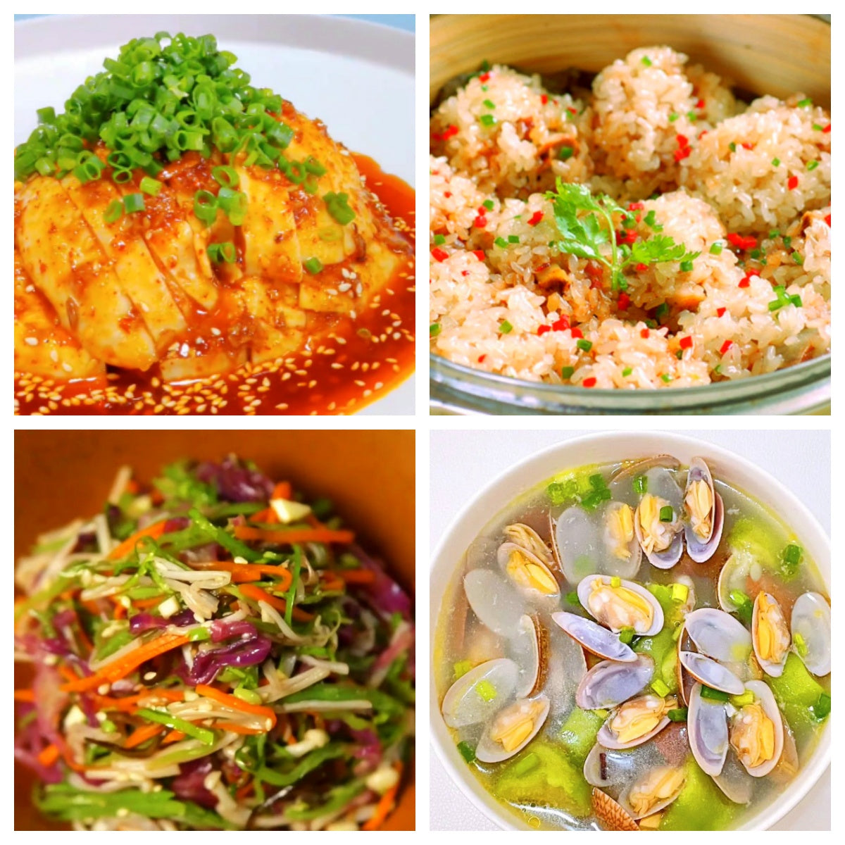 06月20日 周六麻辣鲜香：🌶️口水鸡、糯米蒸排骨、紫甘蓝沙拉、蛤蜊丝瓜汤