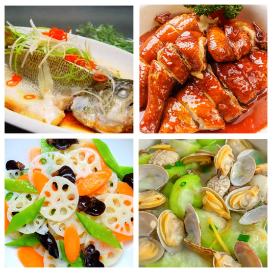 06月25日 周四经典回归: 清蒸鲈鱼、豉油鸡、荷塘小炒、文蛤丝瓜汤