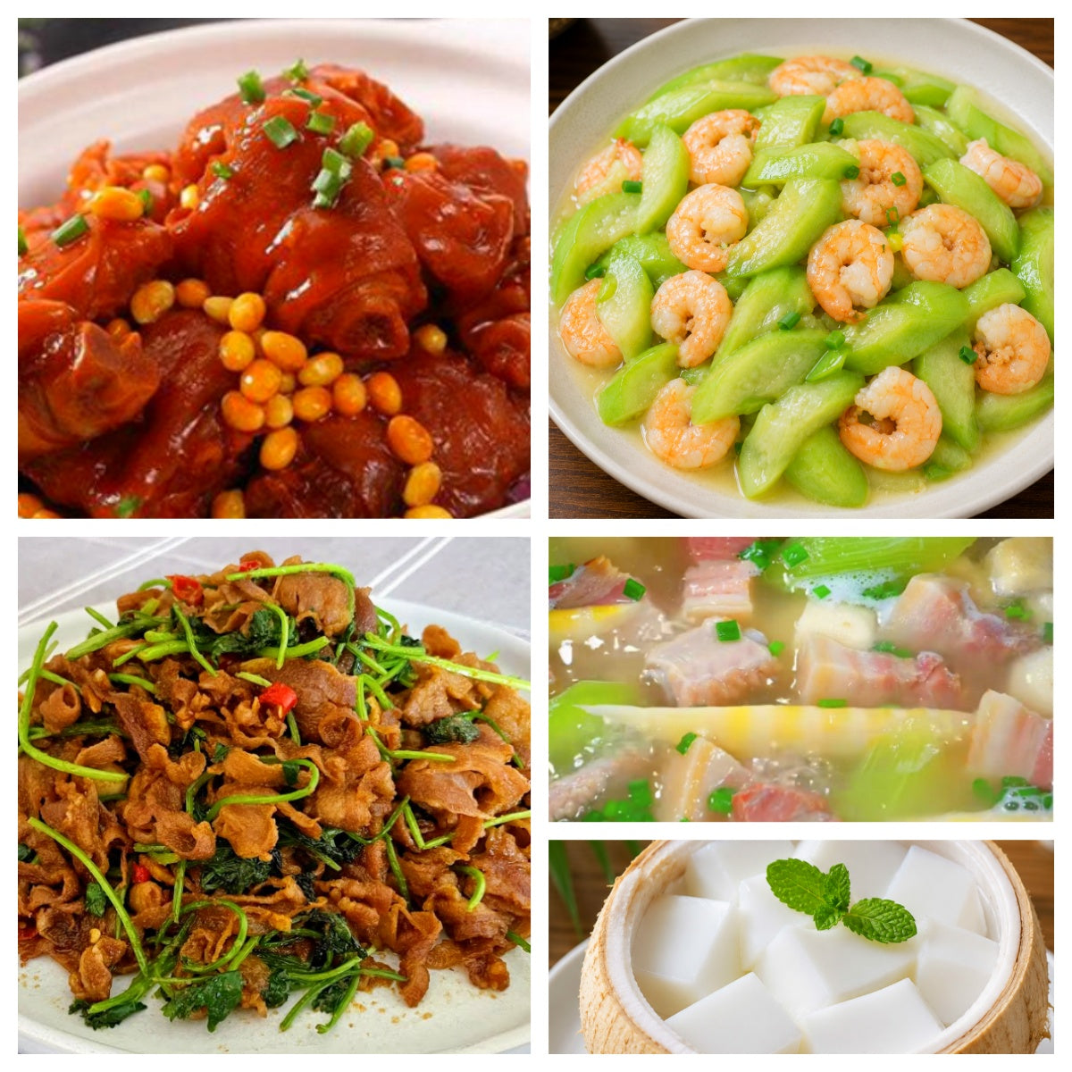 07月01日 周三麻辣鲜香：🌶️孜然羊肉、黄豆炖猪蹄、虾仁炒丝瓜、腌笃鲜（赠品：椰子冻）