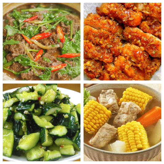 06月26日 周五家乡菜：沙茶牛肉煲、蜂蜜黄油鸡排、凉拌黄瓜、玉米排骨汤