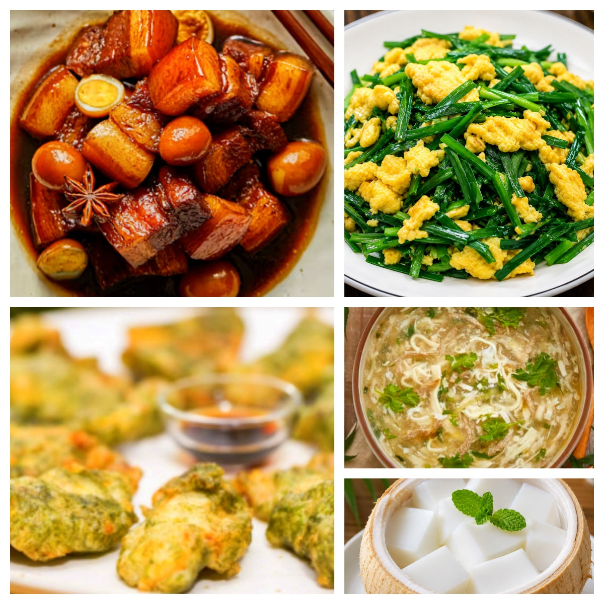 06月29日 周一经典回归: 鹌鹑蛋红烧肉、海苔鱼柳、韭菜炒鸡蛋、荠菜豆腐羹（赠品：椰子冻）